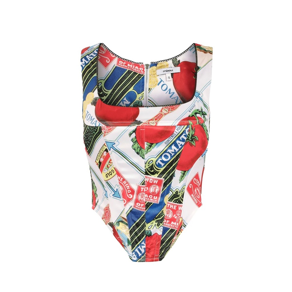 Miaou Red White Blue Tomato-Print Sleeveless Top